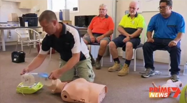 Wallis Lake Mens Shed receives life saving CPR training and AED device.